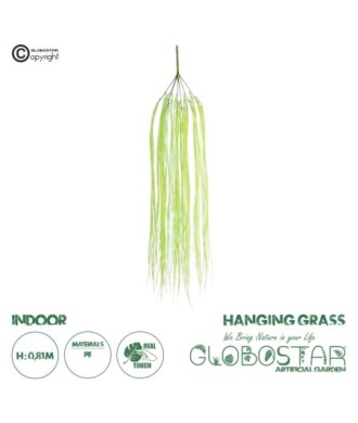 GloboStar® Artificial Garden HANGING GRASS 20813 Τεχνητό Διακοσμητικό Κρεμαστό Φυτό Grass Μ18 x Π4 x Υ81cm